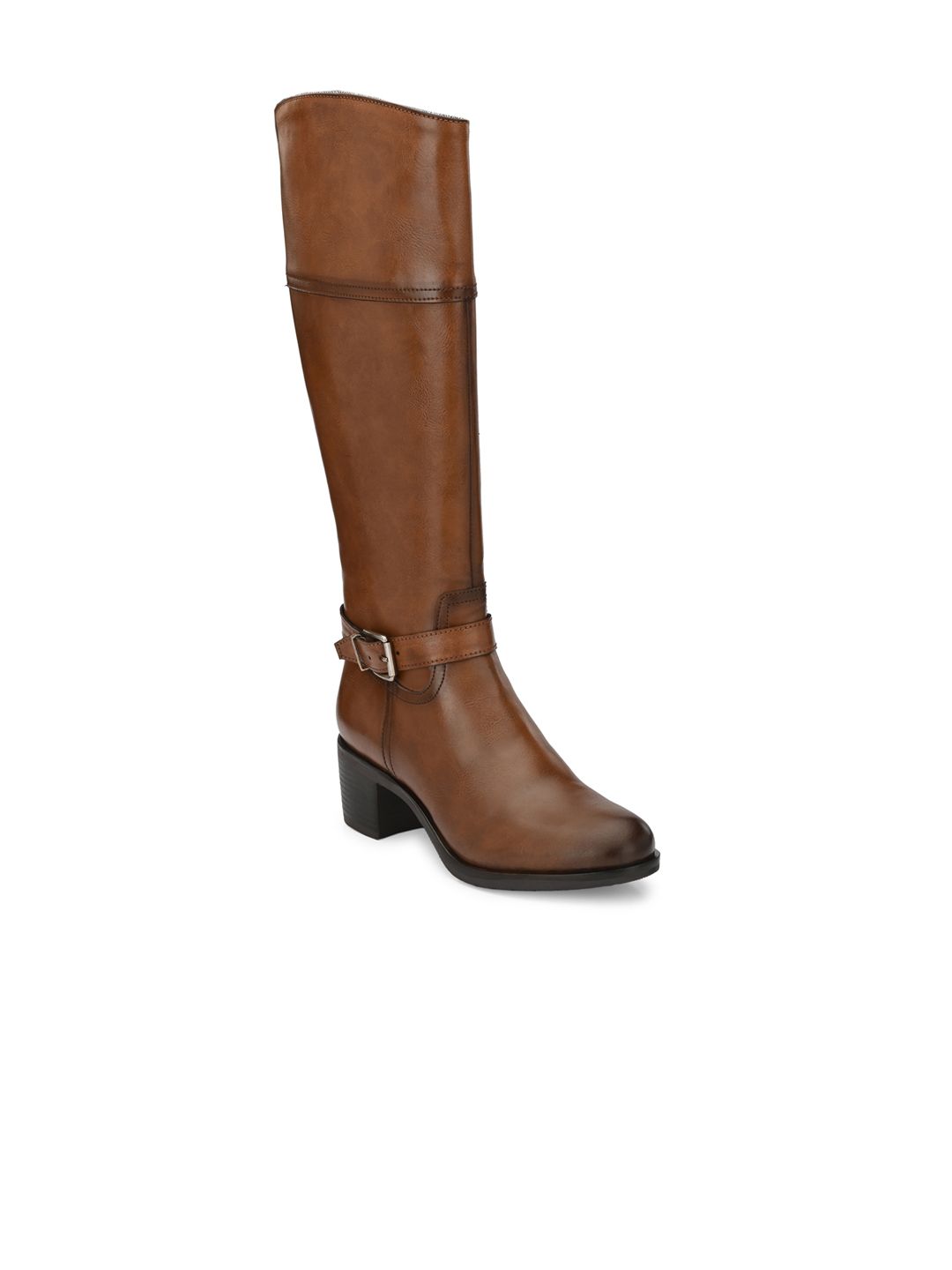 Delize Tan High-Top Block Heeled Boots Price in India