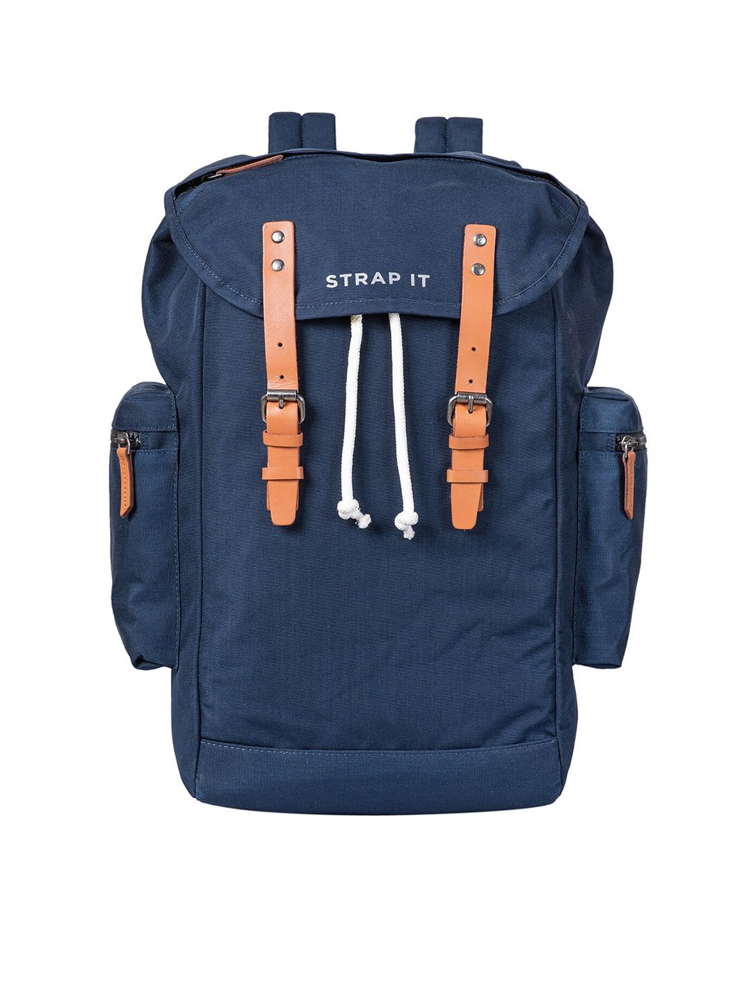 STRAP IT Unisex Navy Blue Contrast Detail Backpack with Shoe Pocket Price in India