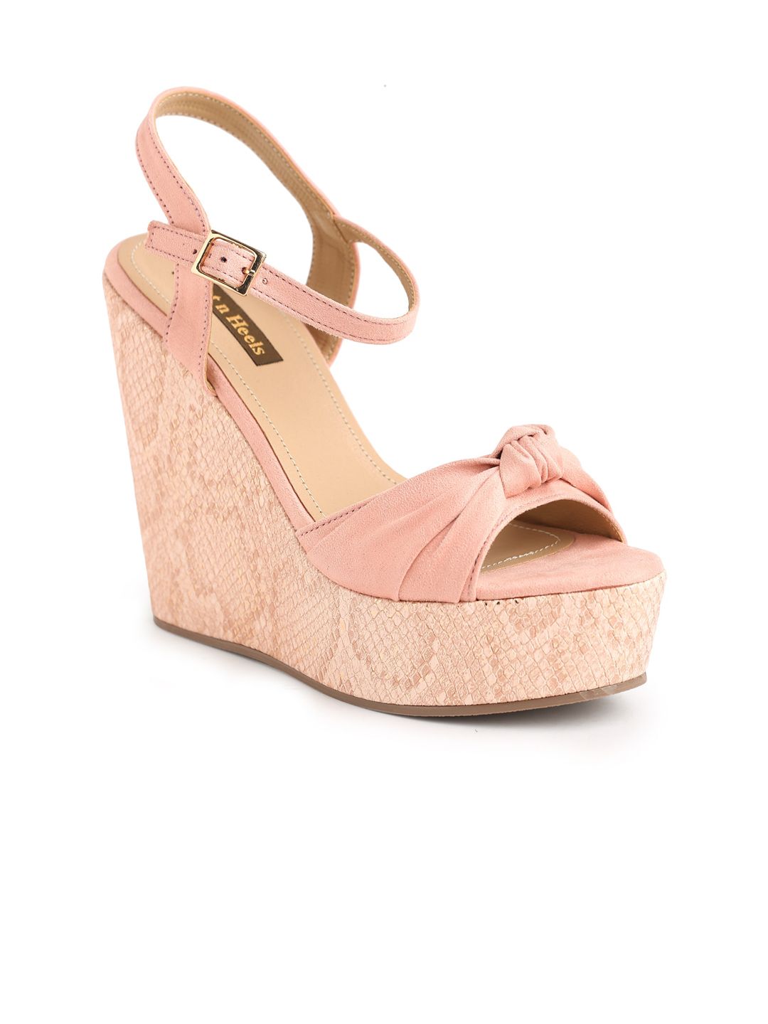 Flat n Heels Pink Suede Wedge Sandals Price in India