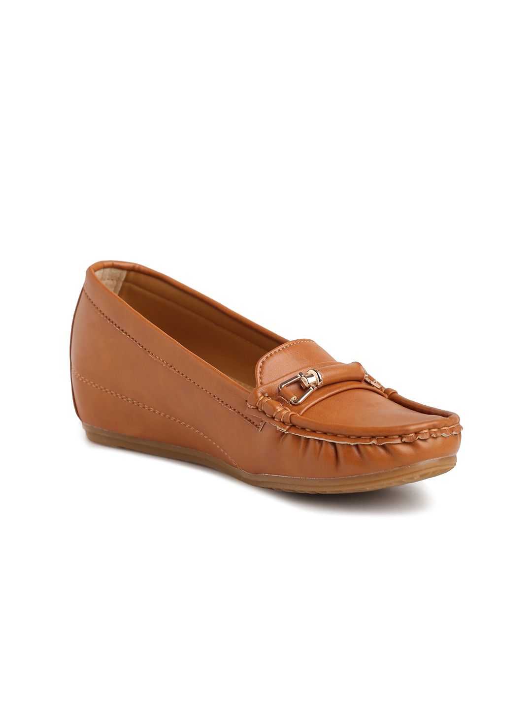 Flat n Heels Women Tan Solid Loafers Price in India