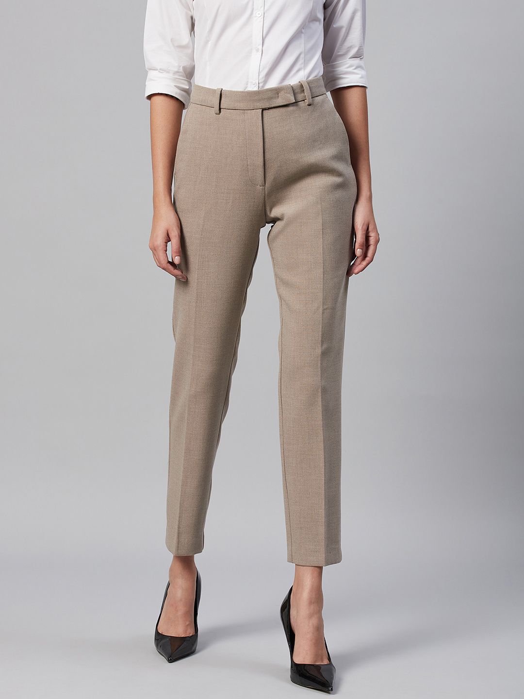 Marks & Spencer Women Brown Slim Fit Trousers Price in India