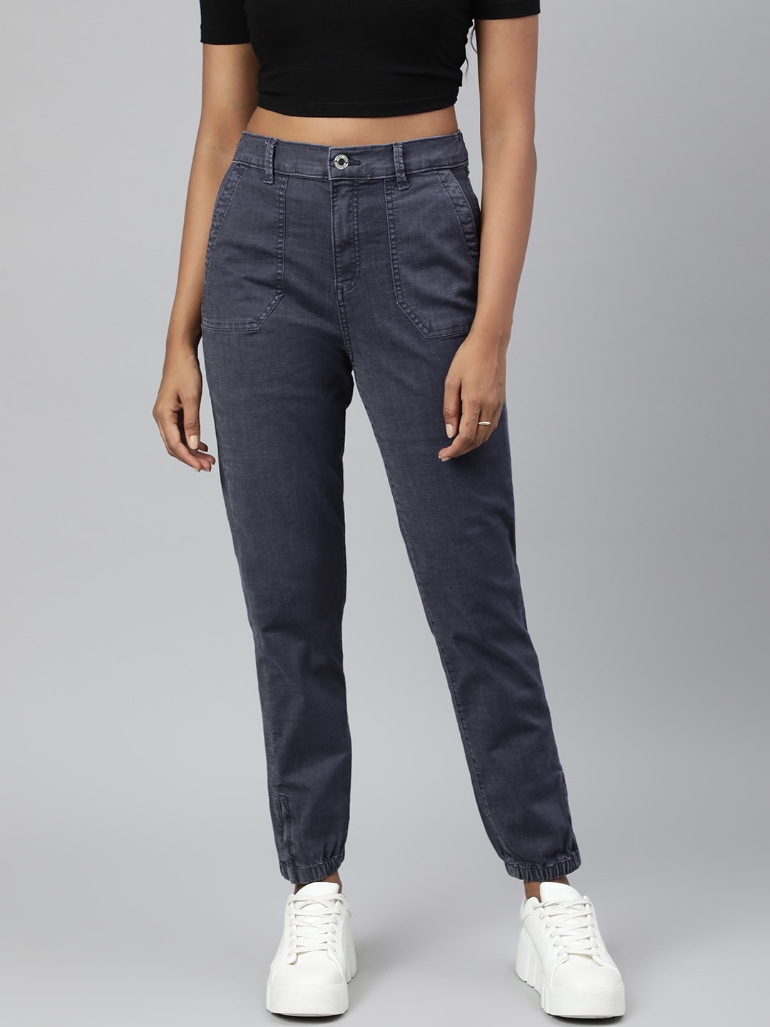Marks & Spencer Women Blue Stretchable Joggers Price in India
