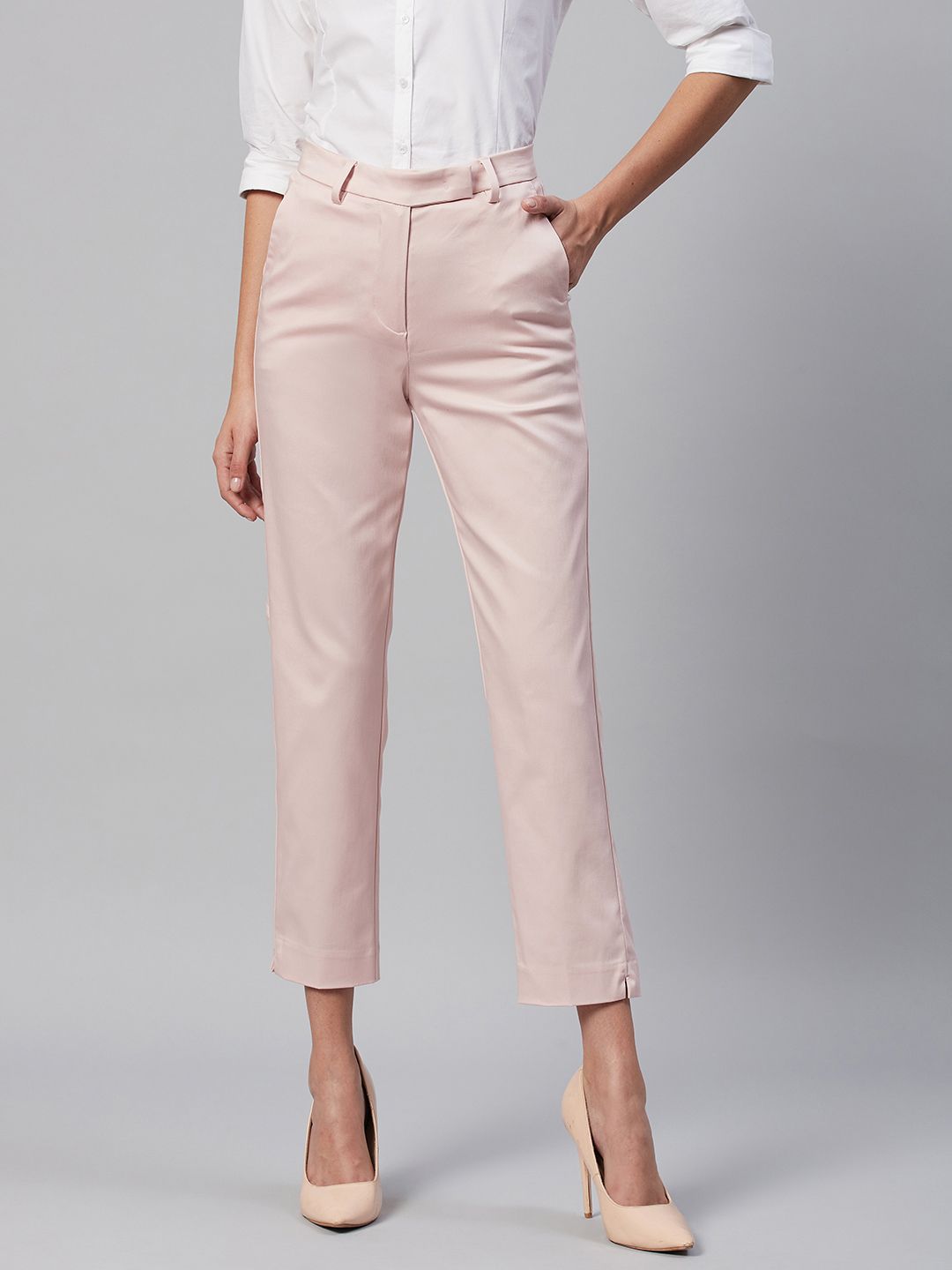 Marks & Spencer Women Pink Slim Fit Trousers Price in India