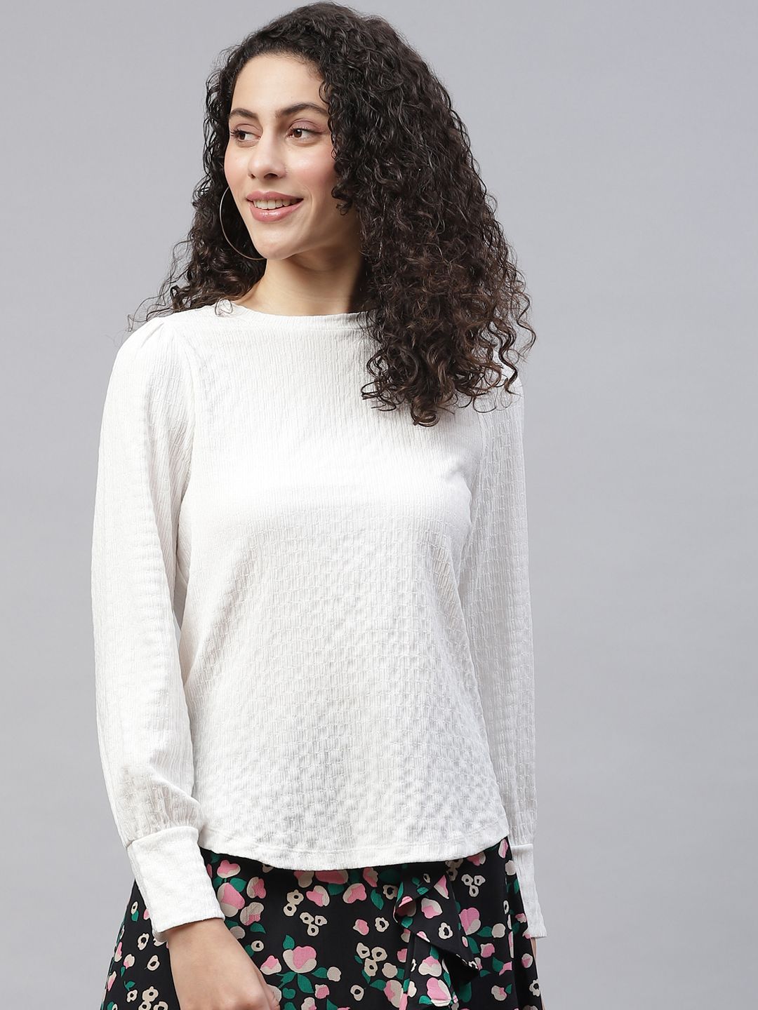 Marks & Spencer Off-White Self-Design Top
