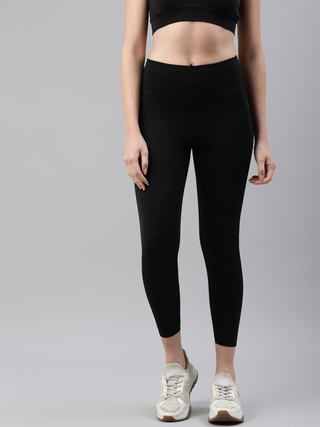 Marks & Spencer Women Black Solid High-Rise Sports Tights Price in India