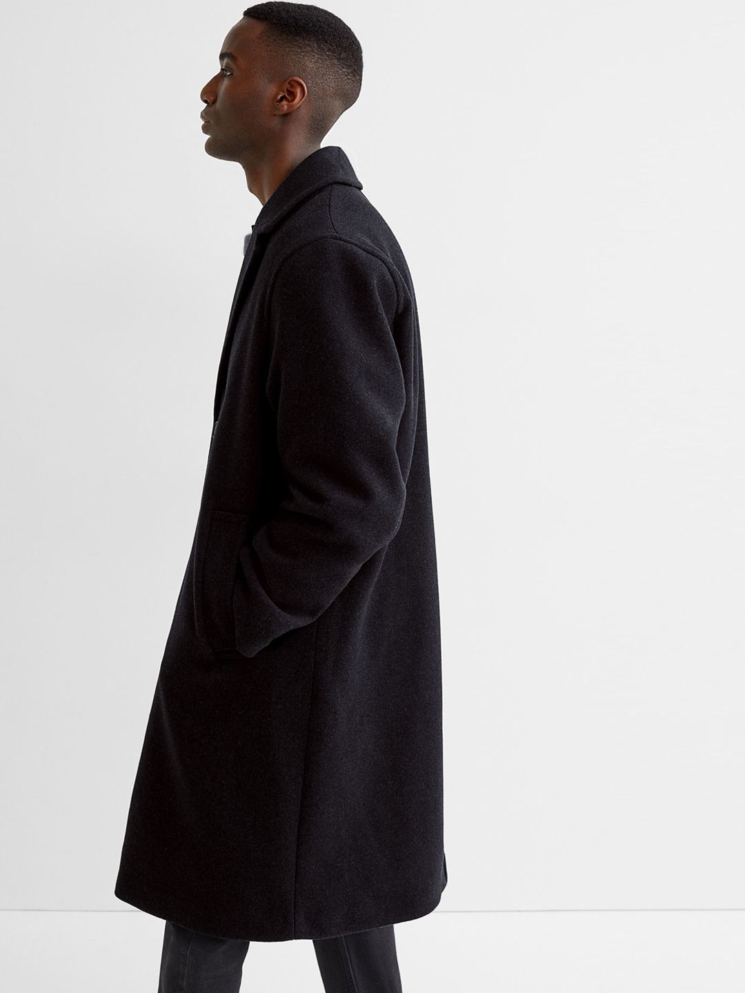 Buy H&M Men Dark Grey Oversized Wool-Blend Coat - Coats for Men