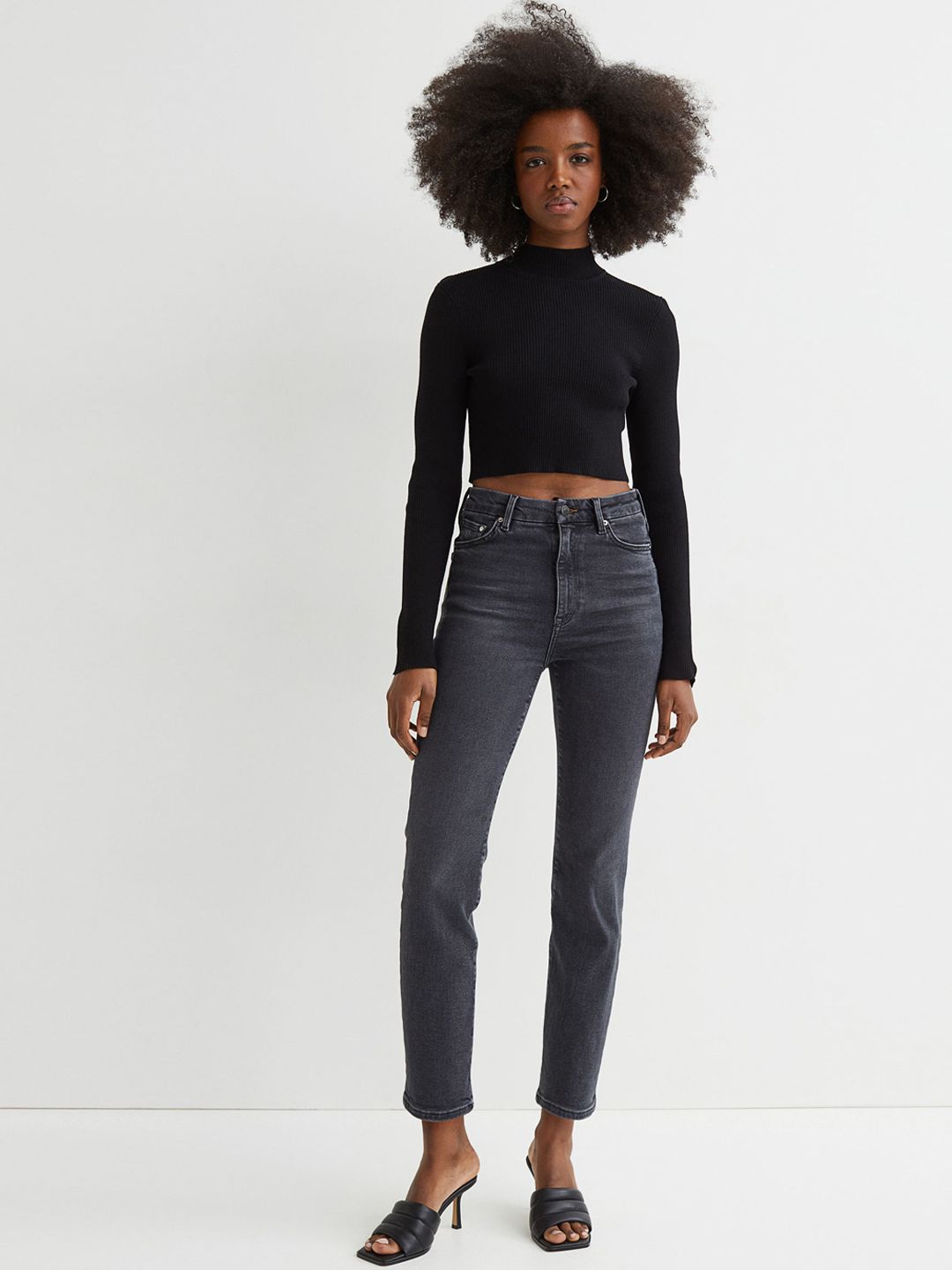 H&M Woman Black Embrace Slim High Ankle Jeans Price in India