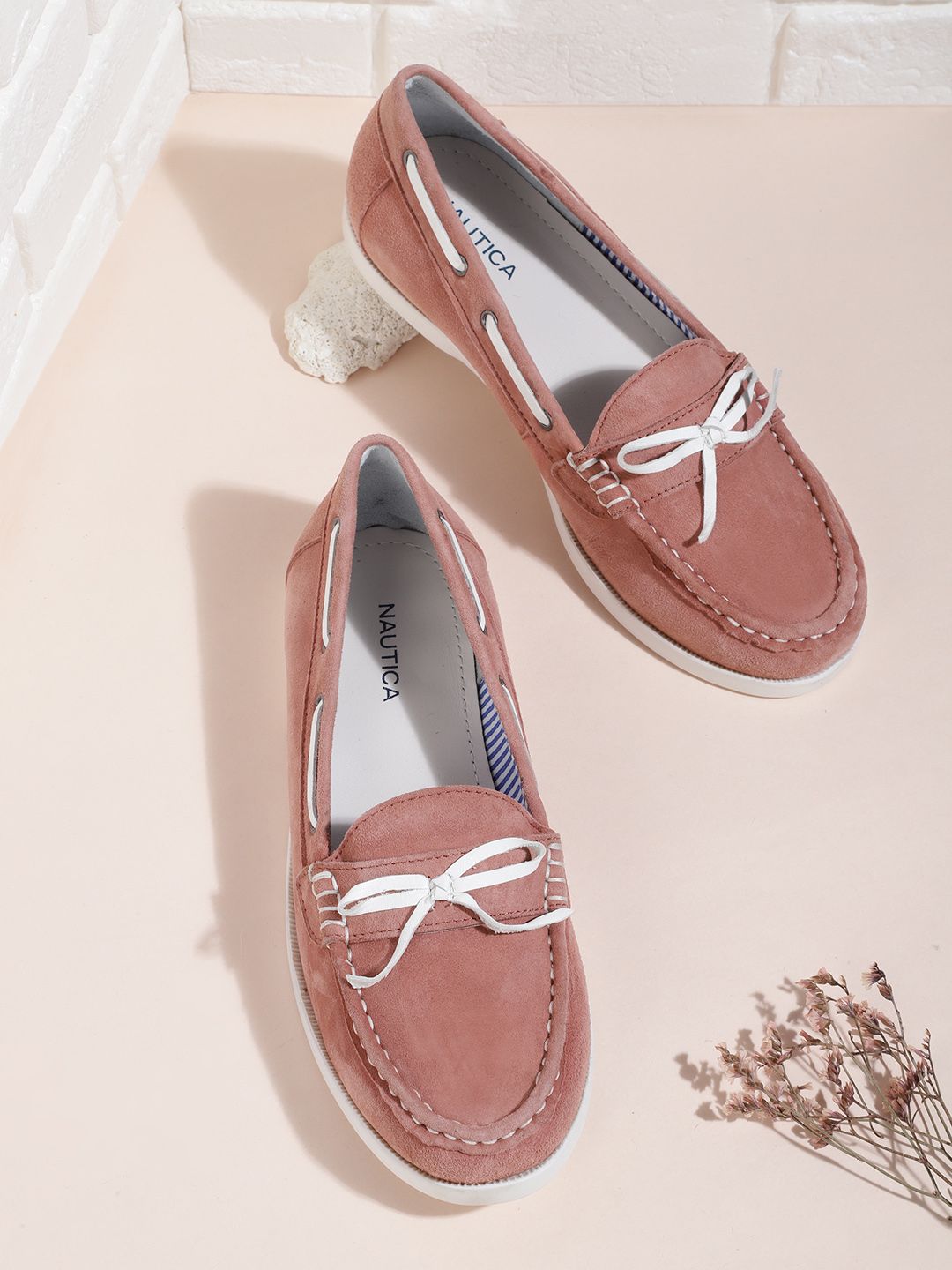 Nautica Women Dusty Pink Leather Loafers Price in India