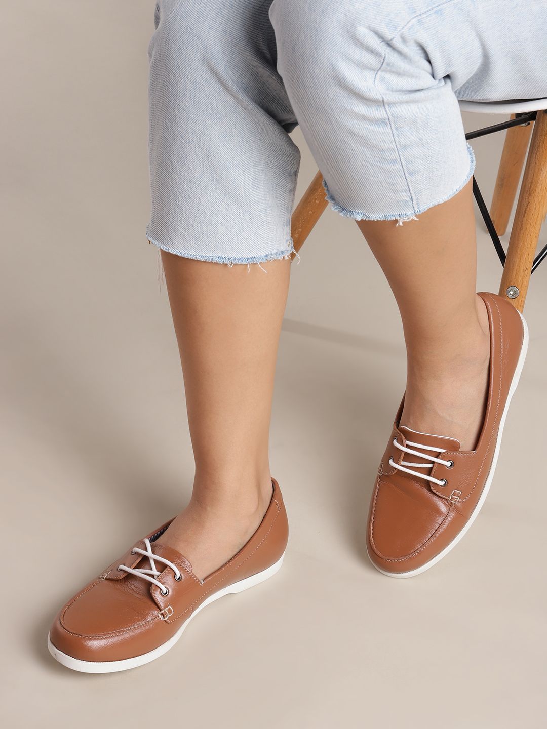 Nautica Women Tan Brown Leather Sneakers Price in India