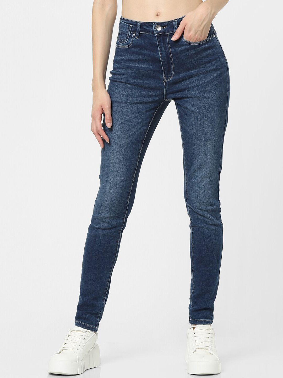 ONLY Women Blue High-Rise Stretchable Jeans Price in India