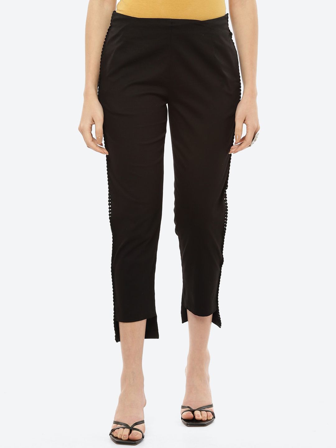 Rangriti Women Black Slim Fit Trousers Price in India