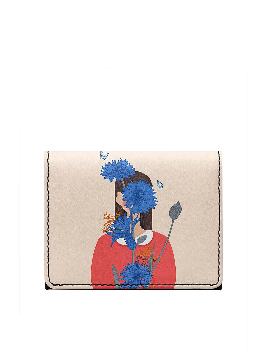 DailyObjects Unisex Beige & Red Printed PU Two Fold Wallet Price in India