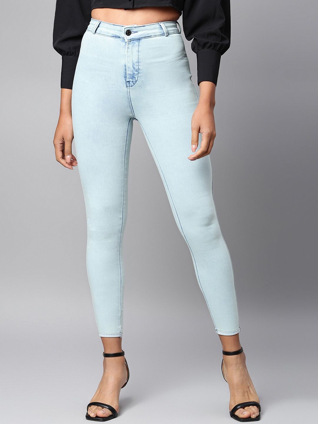 Code 61 Women Turquoise Blue Super Skinny Fit High-Rise Stretchable Jeans Price in India