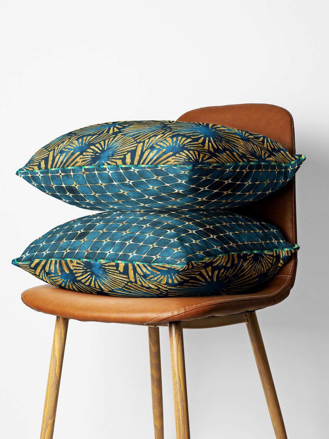 BIANCA Digital Geometric Polyester Quick-Dry 2 Pcs Square Cushion Covers - 15.7 x 15.7 In