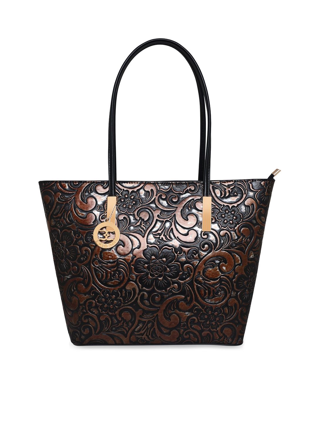 ESBEDA Brown Printed PU Structured Shoulder Bag with Applique Price in India