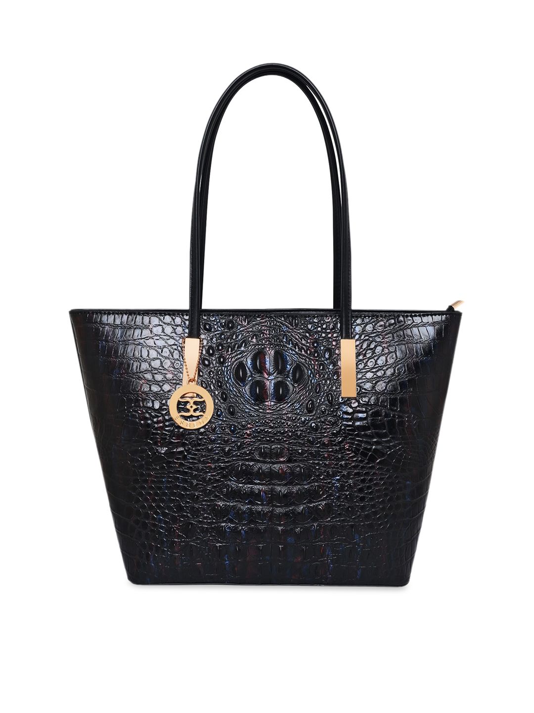 ESBEDA Black Animal PU Structured Shoulder Bag with Cut Work Price in India