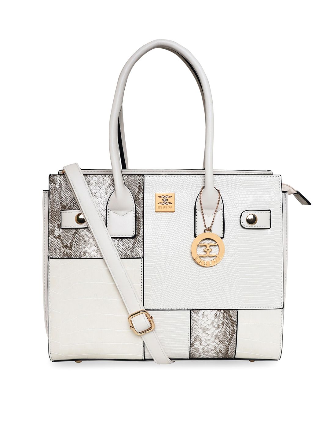 ESBEDA Off White Animal Textured PU Structured Handheld Bag Price in India