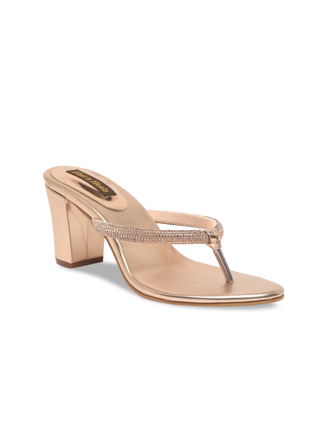 Flat n Heels Rose Gold Block Sandals Price in India