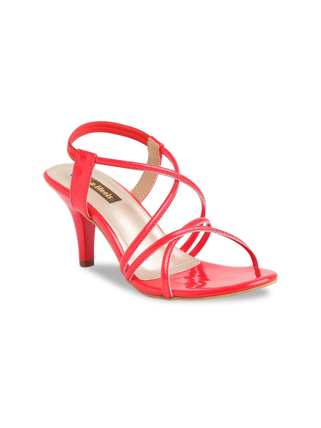 Flat n Heels Red Embellished Open-Toe Stiletto Sandals Price in India