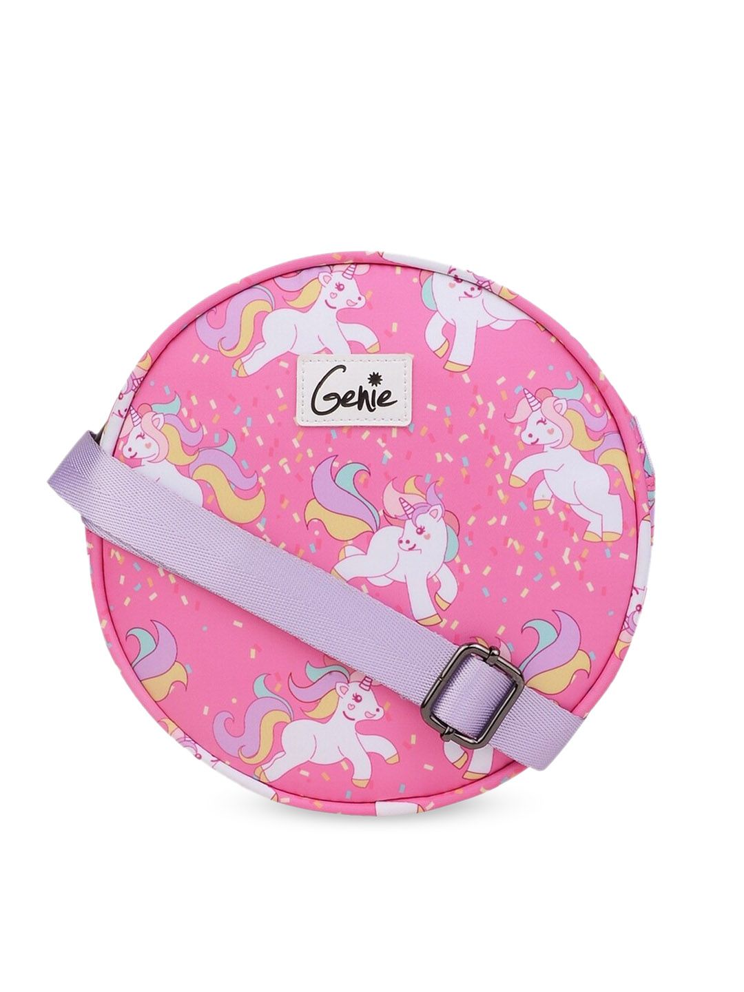 Genie Pink Unicorn Printed Half Moon Sling Bag Price in India