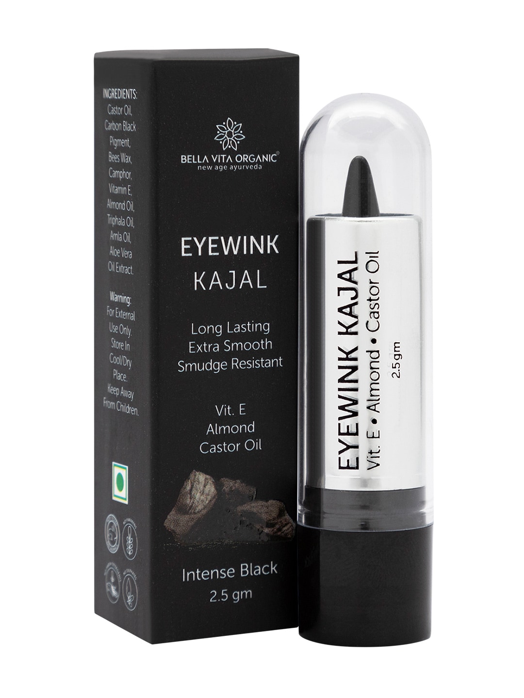 Bella Vita Organic Eyewink Kajal - Intense Black 2.5 g Price in India