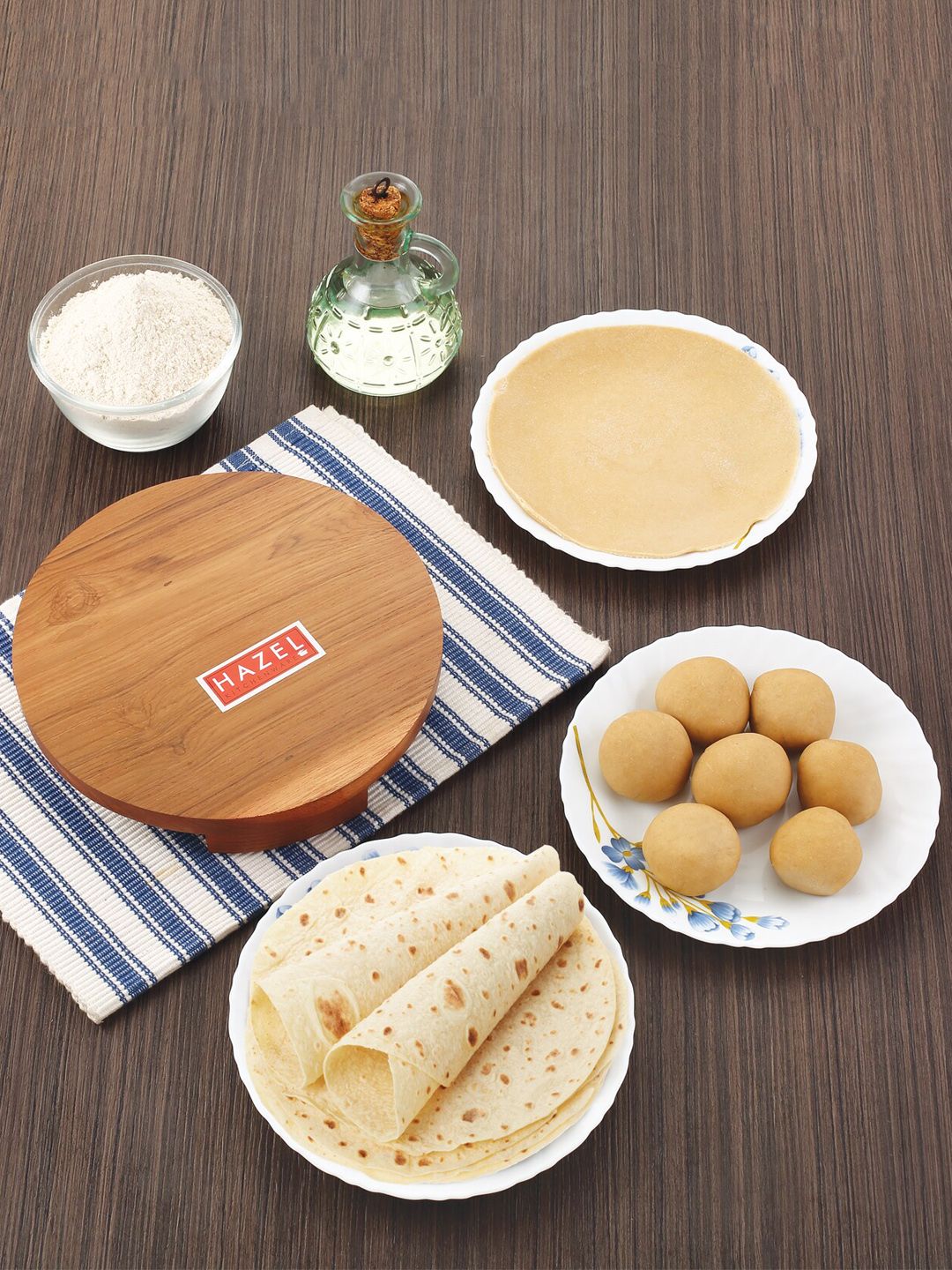 HAZEL Brown Sagwan Polpat Chakla Chapati Maker With Sheesham Roller Belan Rolling Pin Price in India