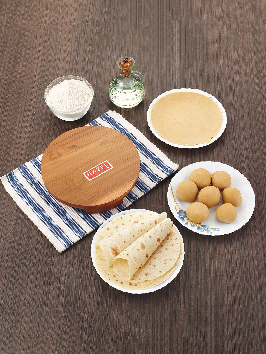 HAZEL Brown Sagwan Polpat Chakla & Rolling Pin Price in India