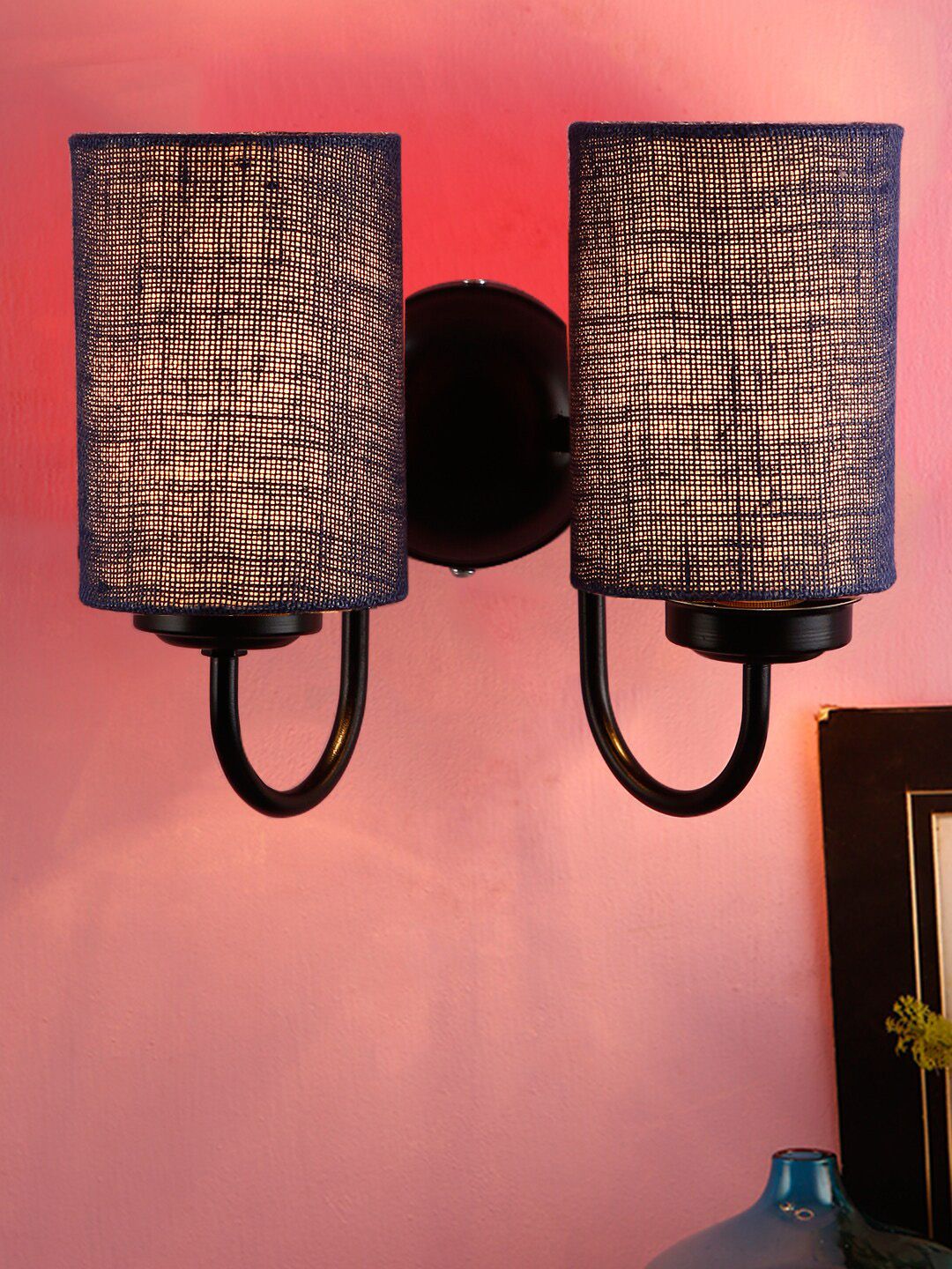 Devansh Blue Jute Double Wall Mounted Lamp Price in India