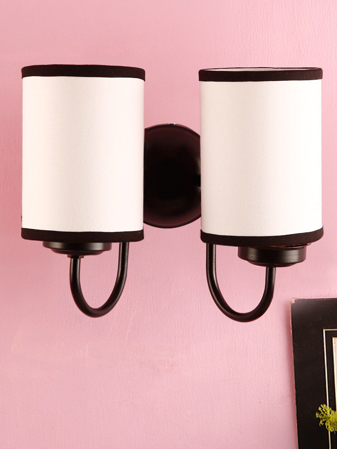 Devansh White & Black Solid Cylindrical Double Side Wall Mounted Lamp Price in India