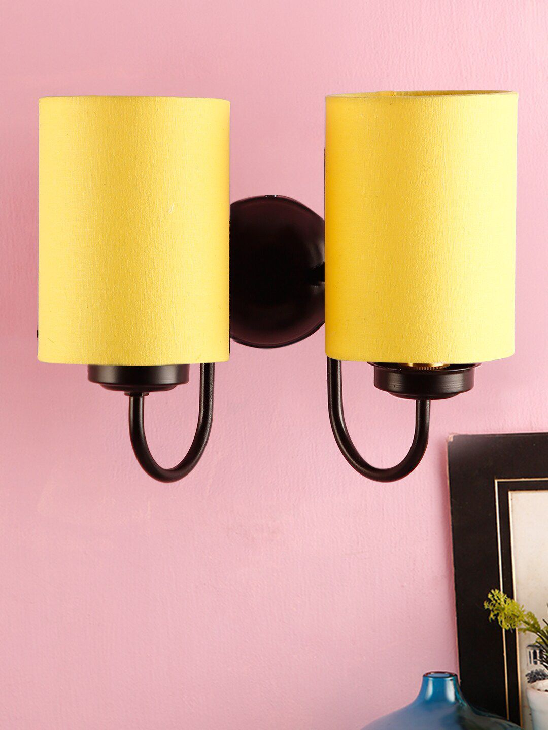 Devansh Yellow Cotton Wall Mounted Lamp Price in India