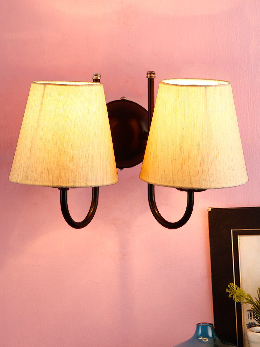 Devansh Off-White Conical-Shaped Cotton Double Wall Mounted With Iron Base Price in India