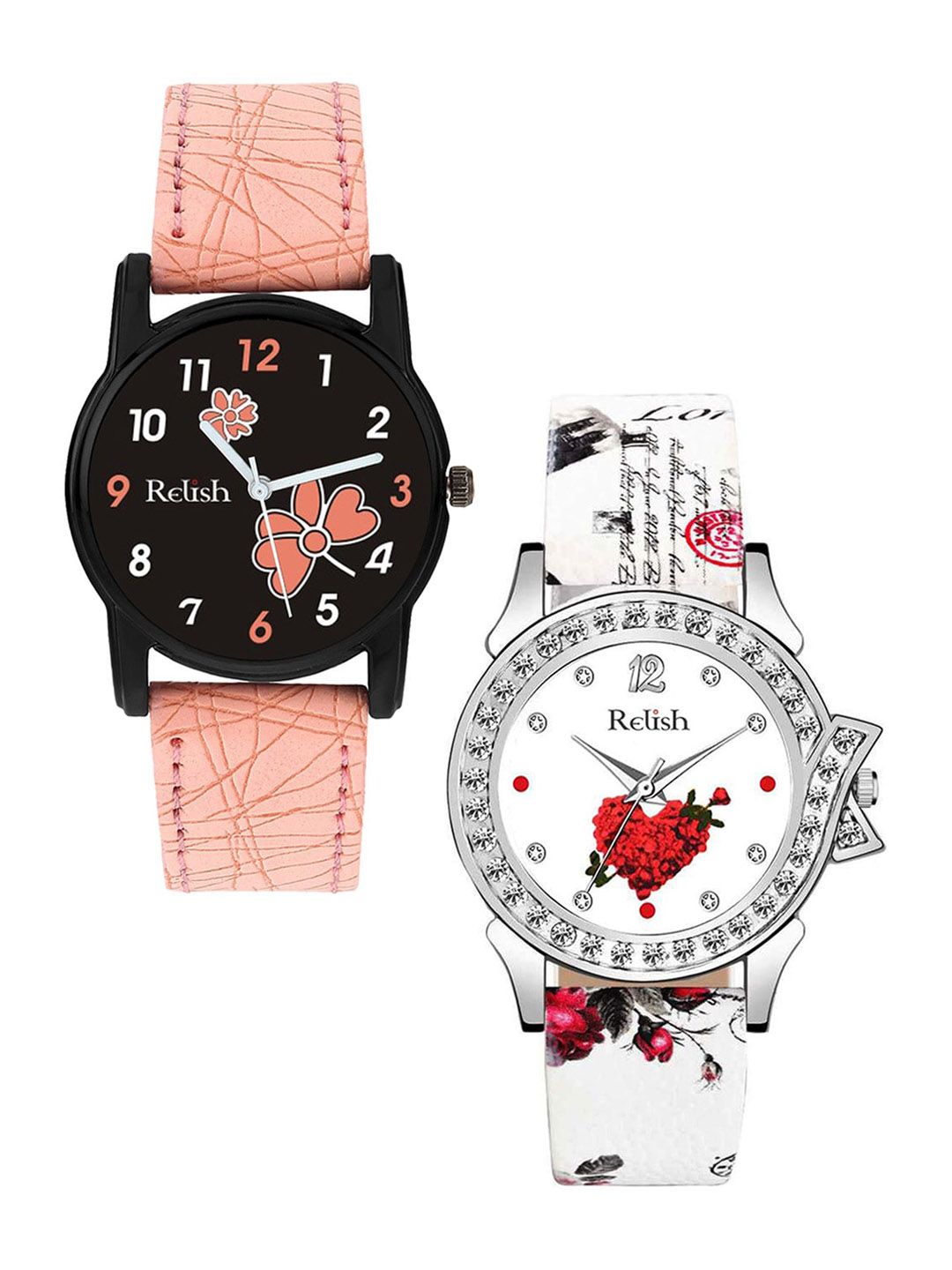 Relish Women White Printed Dial & Pink Bracelet Style Straps Analogue Watch RE-L1123C Price in India