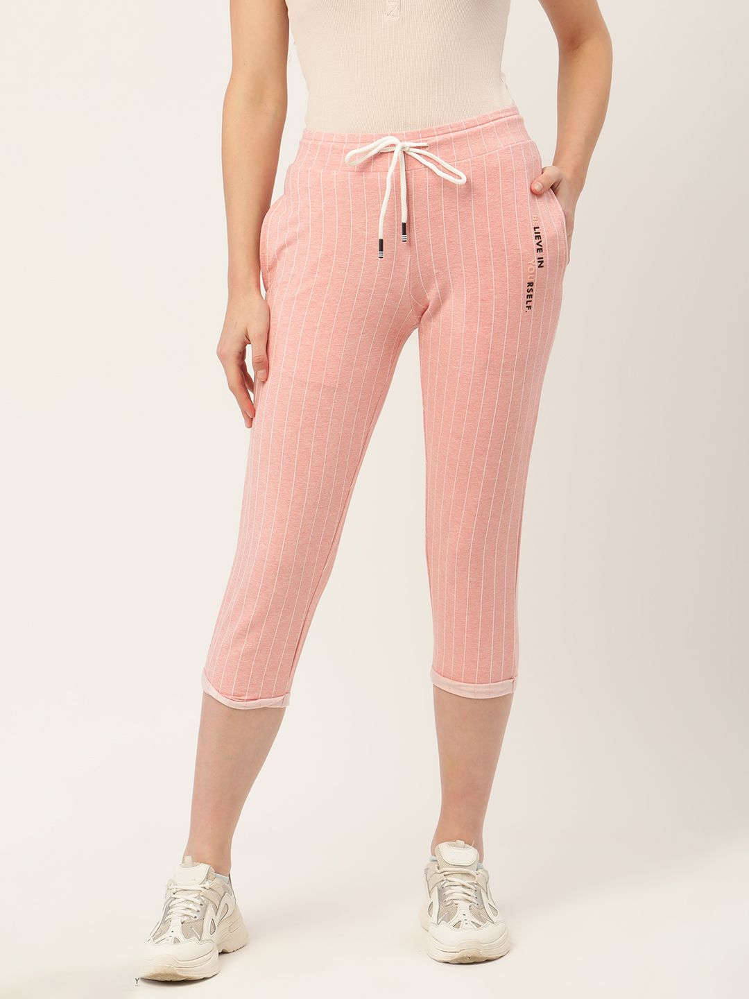 Madame Women Pink Three-Fourth Track Pants Price in India