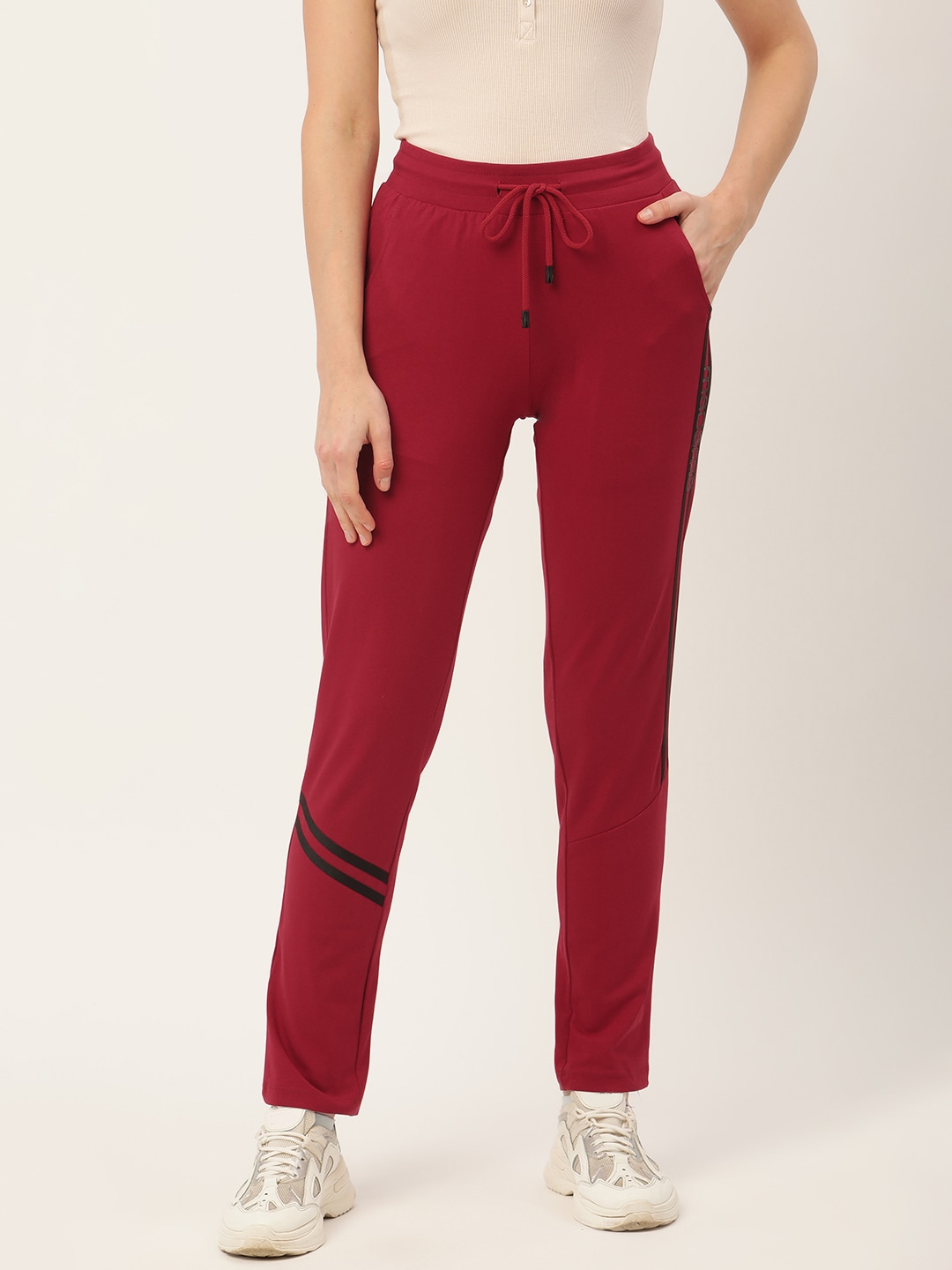 Madame Women Red Pure Cotton Track Pants Price in India