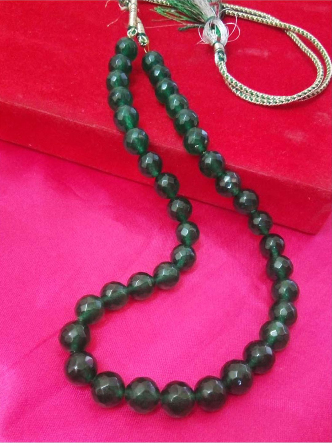 RICH AND FAMOUS Green Agate & Quartz Brass Gold-Plated Necklace Price in India