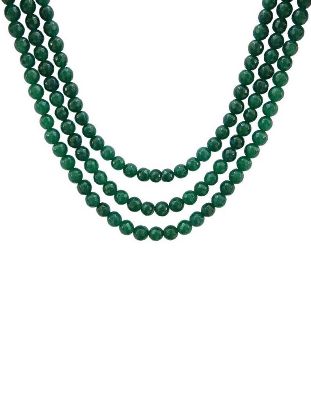 RICH AND FAMOUS Green Agate & Quartz Brass Gold-Plated Layered Necklace Price in India