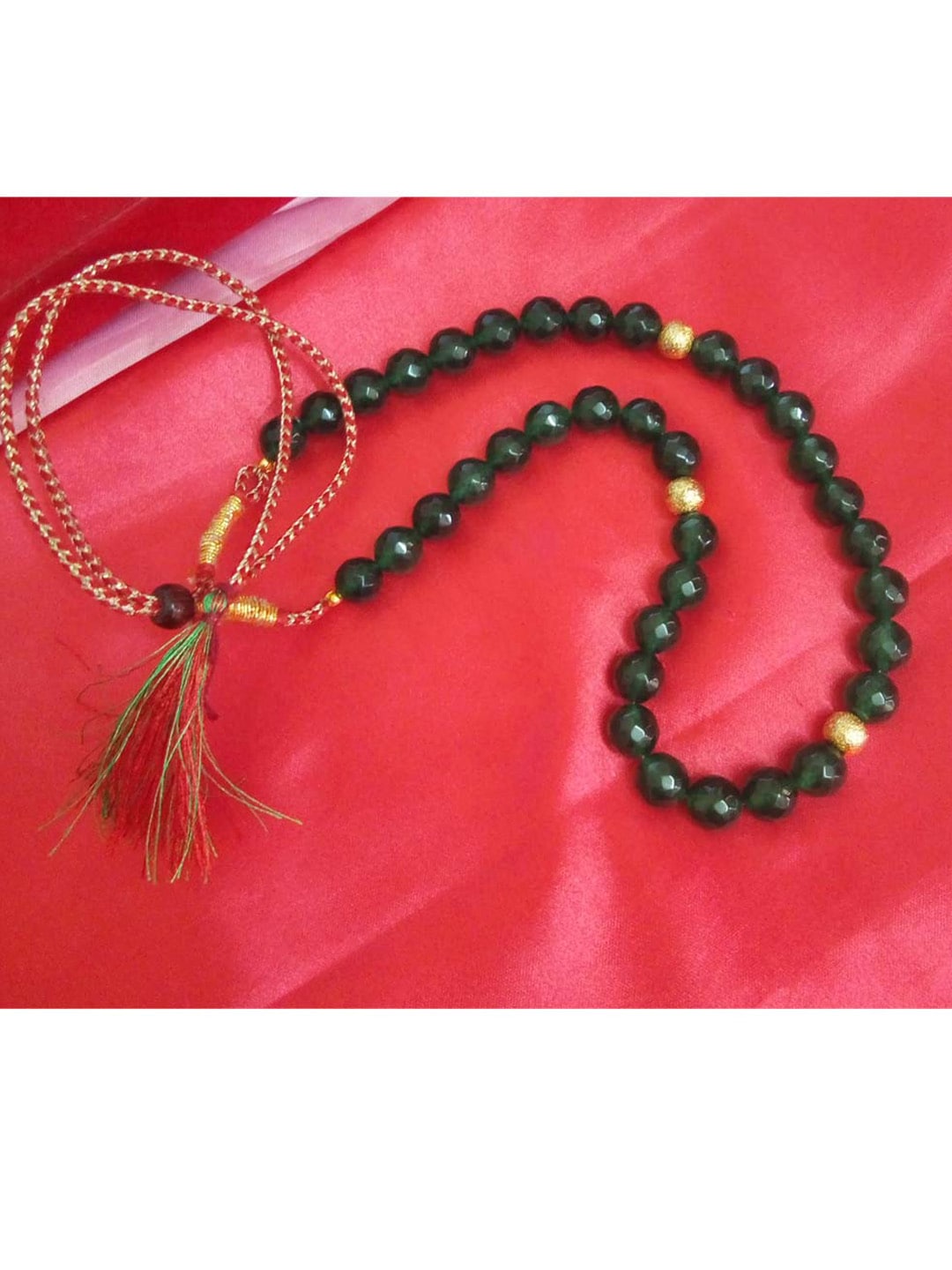 RICH AND FAMOUS Green Brass Gold-Plated Agate Stone Necklace Price in India