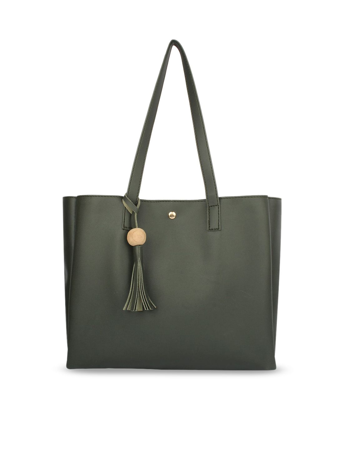 MAMMON Olive Green PU Oversized Shopper Shoulder Bag with Tasselled Price in India