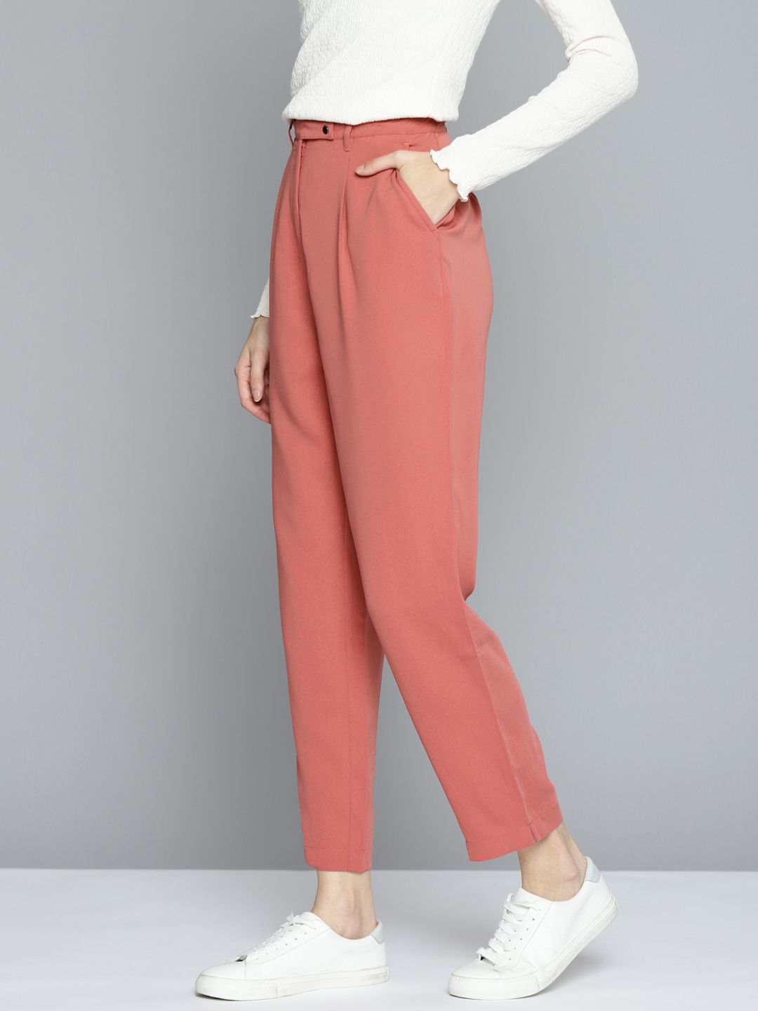 Mast & Harbour Women Rose Pleated Chinos Trousers Price in India