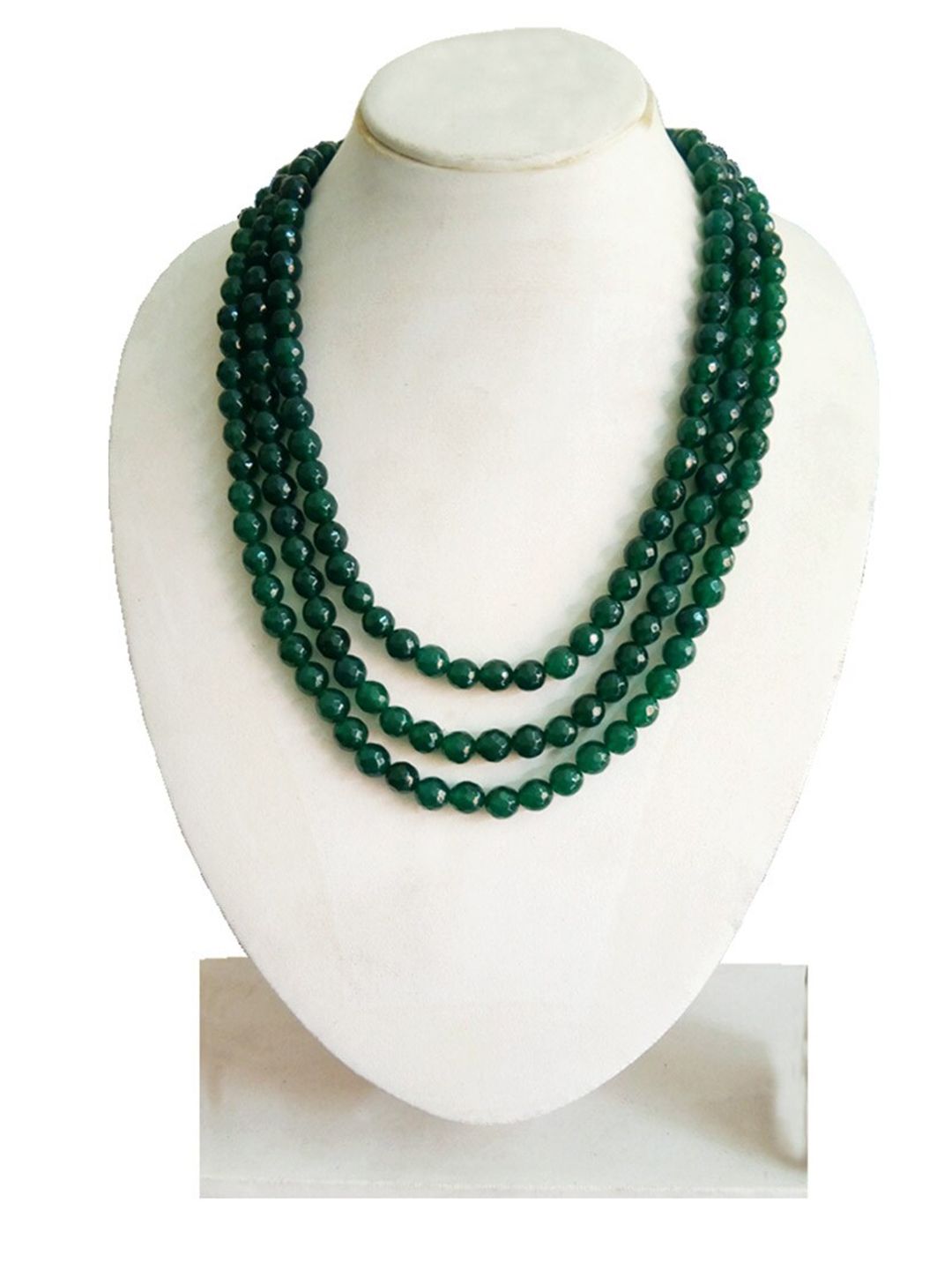 RICH AND FAMOUS Green Brass Gold-Plated Agate Quartz Layered Necklace Price in India