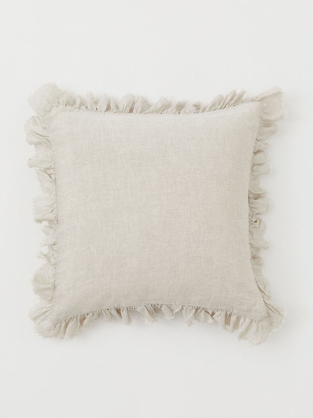 H&M Beige Solid Linen Cushion Cover Price in India