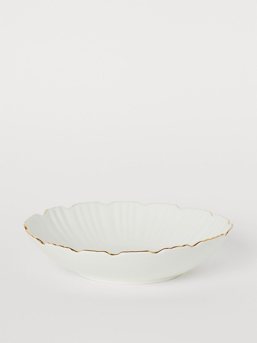 H&M White & Gold Toned Textured Porcelain Dish Price in India