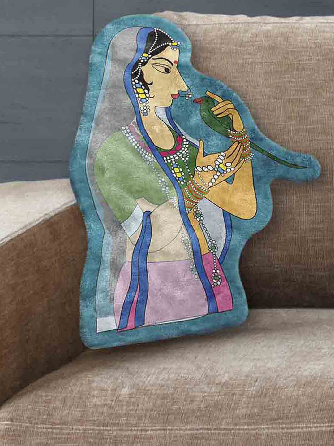LA VERNE Multicoloured Printed Velvet Cushion with Filler Price in India
