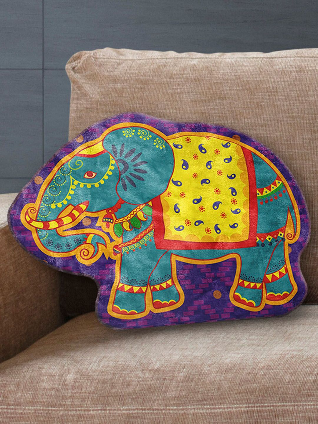 LA VERNE Blue Valvet Shaped Cushion with Filler Price in India