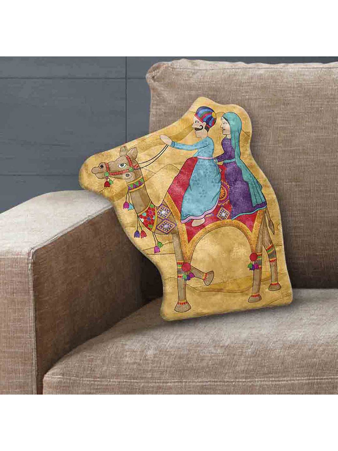 LA VERNE Multicoloured Velvet Shaped Cushion with Filler Price in India
