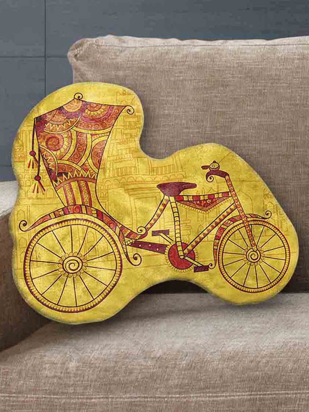 LA VERNE Assorted Velvet Rickshaw Shaped Cushion With Filler Price in India