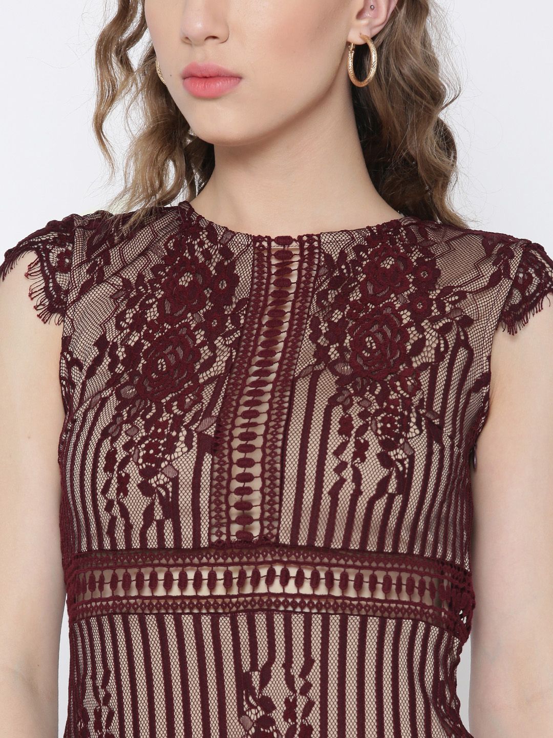 forever 21 burgundy lace dress Lace Trim Floral Maxi Dress Forever 21