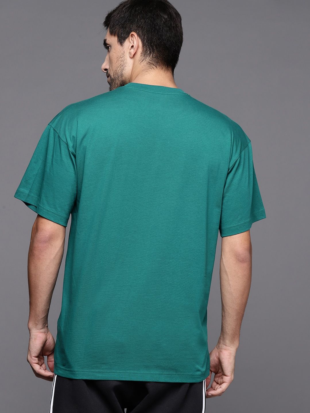 Buy ADIDAS Men Teal Green Pure Cotton Solid Drop-Shoulder Sleeves