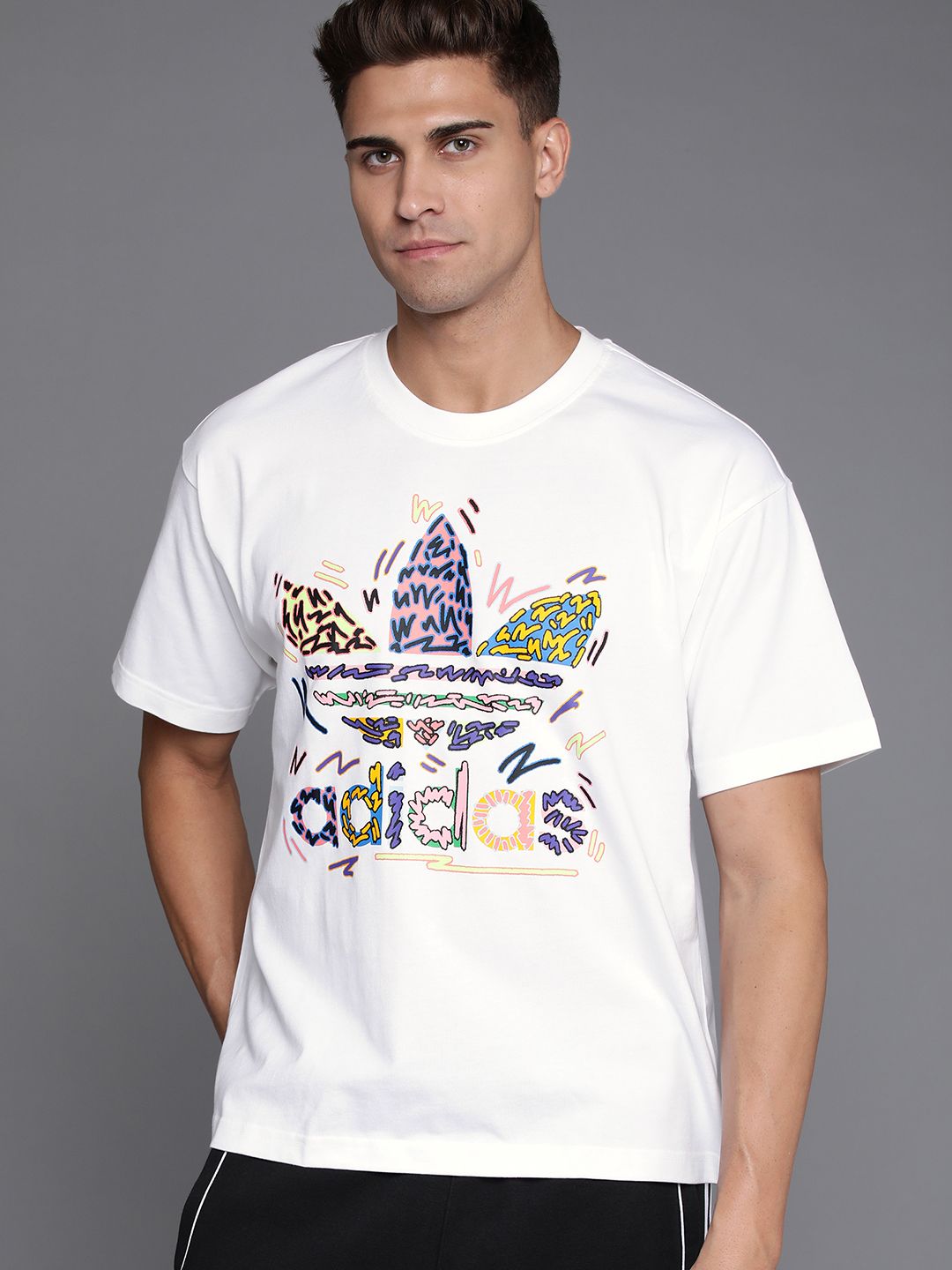 ADIDAS Originals Unisex White & Blue Love Unites Trefoil T-shirt Price in India
