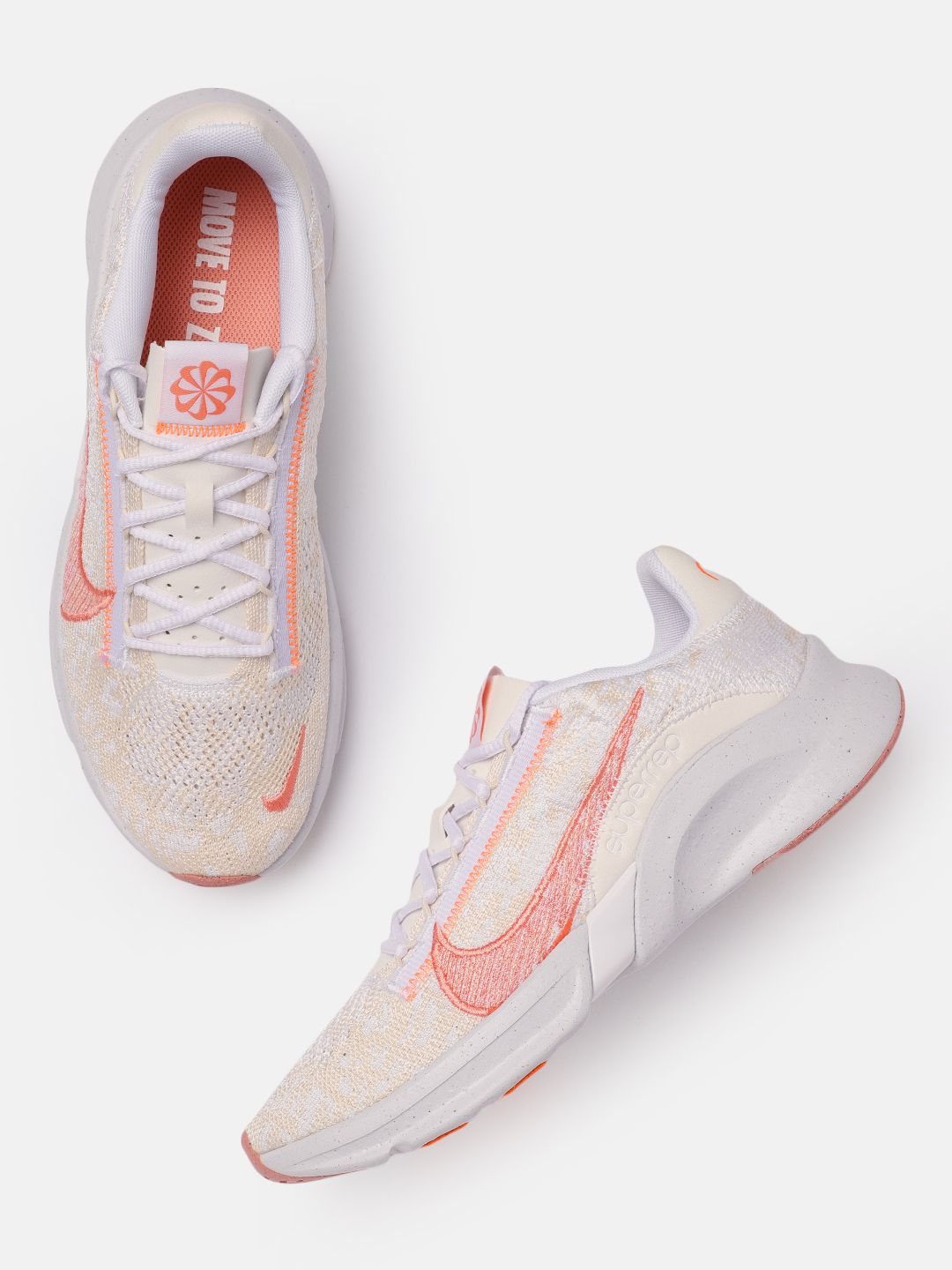 Nike Women Off White Woven Design SuperRep Go 3 Flyknit Next Nature Regular Training Shoes Price in India